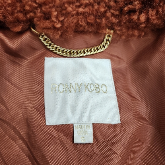 Ronny Kobo Helena Faux Fur Coat in Rust Women's Soft Crop Teddy Jacket Women's S - Picture 6 of 17